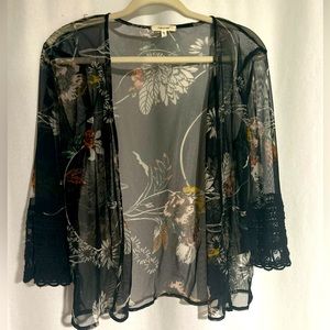 Black and floral sheer coverup🧡🖤💚